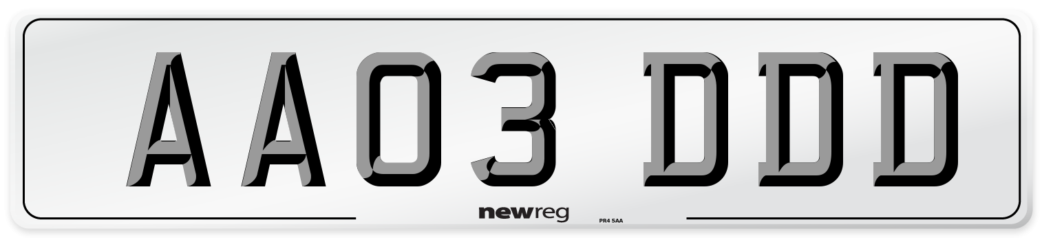 AA03 DDD Number Plate from New Reg